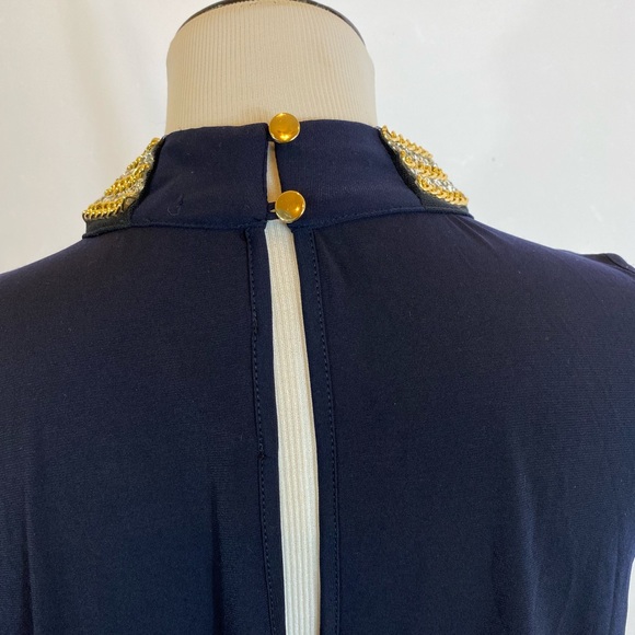 Jeweled Neckline Dark Navy Top New without tags - Picture 6 of 16